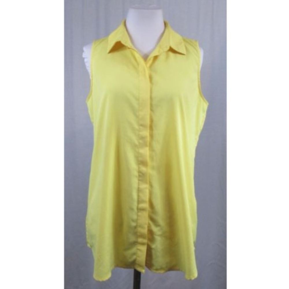Banana Republic Yellow Sleeveless Button Front Top